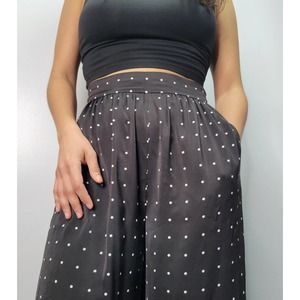 Madewell Satin Huston Pull-On Crop Pants in Grid Dot Print Wide Leg High Rise 4